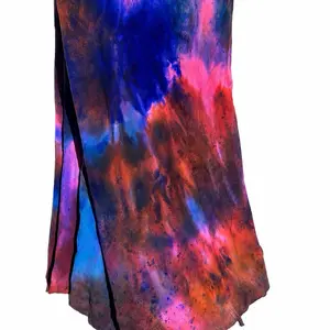 SOLAR FLARE Nebula Hand-Dyed Opaque Footed Tights – Electric Pink Blue Lava Tie Dye Pantyhose, Soft Stretch Artistic Hosiery, Galaxy Inspired Festival Leggings, Bold Neon Statement Fashion Tights for Layered Everyday Looks XXL