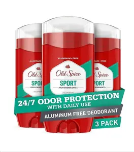 Old Spice Aluminum Free Deodorant For Men, High Endurance, 24/7 Sweat Defense & Odor Protection, 24/7 Freshness & Lasting Scent, Sport Scent, 3.0 oz (Pack of 3)