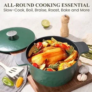 Chef Power Dutch Oven Pot with Lid, Non Stick Deep Dutch Oven for Bread Baking, Cast Aluminum Cooking Pot, Enameled Lightweight, Oven Safe to 350° F Stock Pot, 5 Quart multicoloured easy to clean