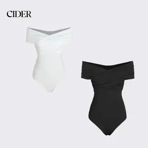 [cider eng test] Cider [11 colors, size 0-26] Solid Off-shoulder Bodysuit