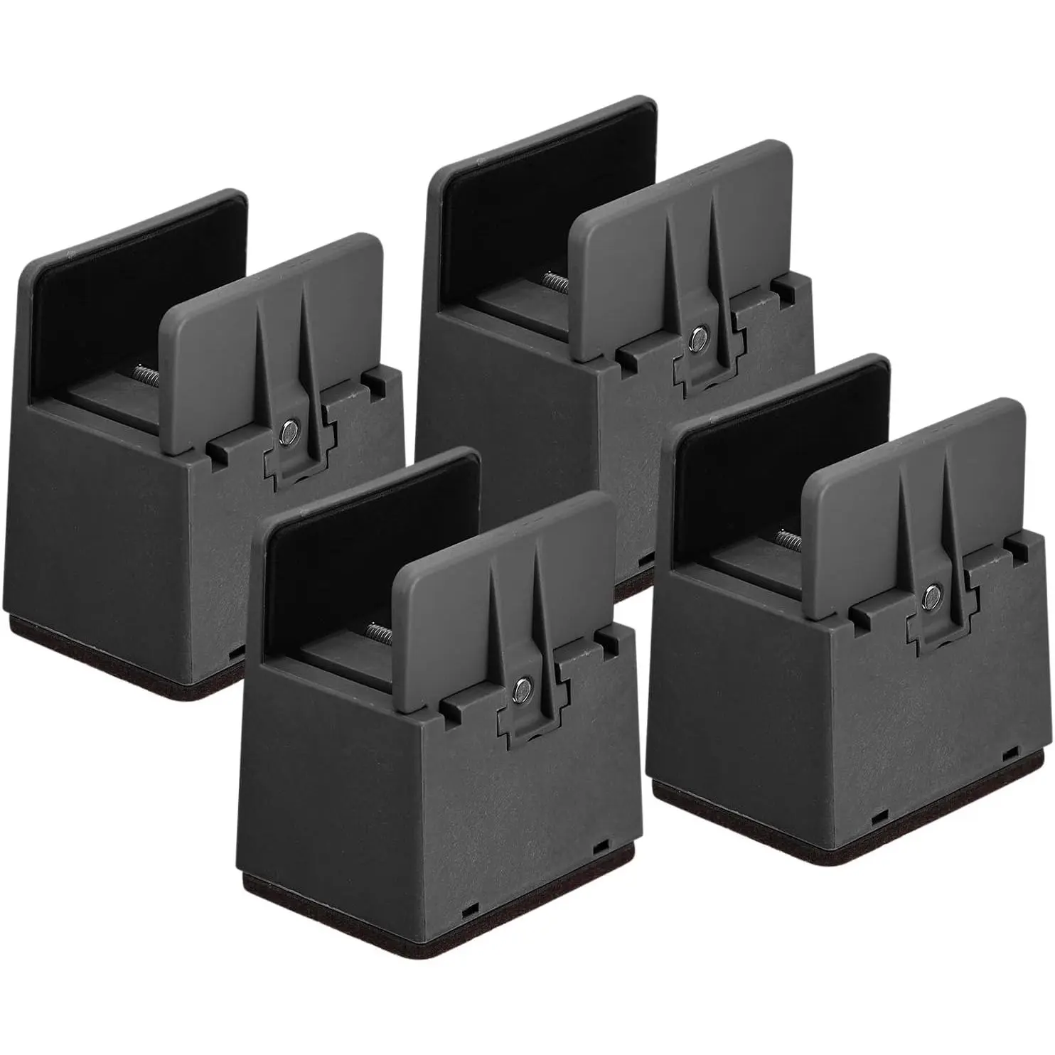 2 inch Bed Risers with Adjustable Screw Clamp, 4Pcs Furniture Risers for Bed, Desk, Sofa, Table, Fit for Furniture Thickness 0.39-1.45", Supports 5000 Pounds, Black