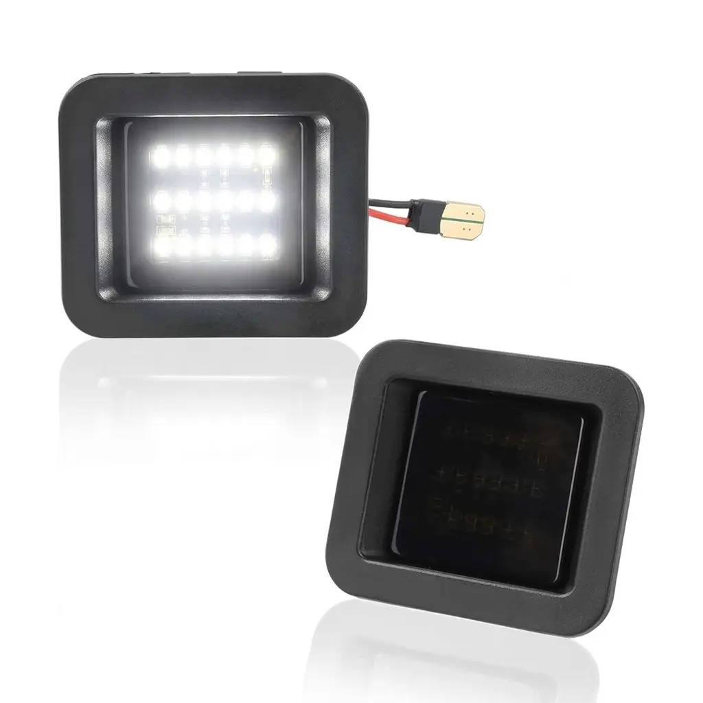 LED License Plate Light Assembly for 2015-2020 Ford F150  2017-2020 Ford Raptor 2Pcs 6000K White Full LED Tag Lamp Replacement Smoked Lens IP67 Waterproof Plug and Play