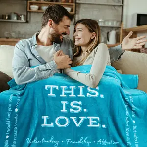 Love Blanket, Valentines Day Blanket for Wife from Husband, Fiance Gifts for Her, Anniversary Wedding Gifts for Couple, Unique Throw Blanket, 60x50 Inches (Teal)a