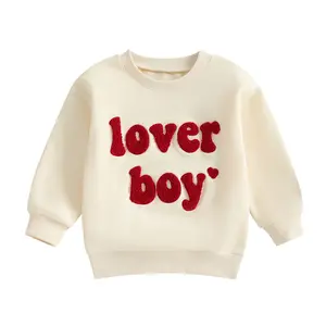 Newborn Baby Boys Romper Sweatshirt Lover Boy Letter Embroidery Sweatshirt Valentines Day Outfits Clothes