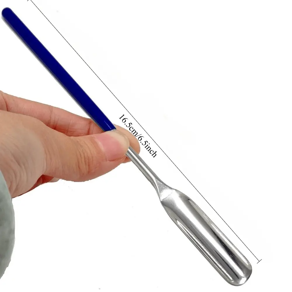 3pcs Stainless Steel Micro Lab Scoop Half Rounded Spoon Spatula Sampler, with Vinyl Handle