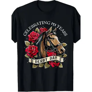 men's wear flash sale Men's & Women's Vintage Day T-Shirt - Retro Short Sleeve Tee with Derby Horse Racing Graphic, Fit Casual Wear for Derby Party Attire & Everyday Use