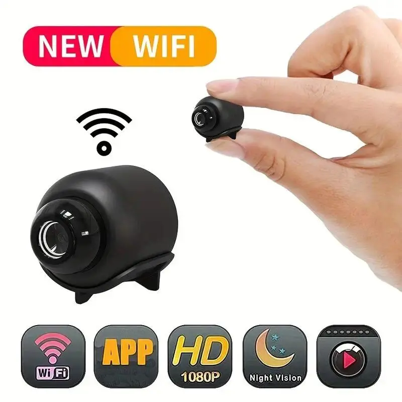 X5 Mini w8-u Small Wireless Home Security Camera - 1080P HD Wi-Fi Camcorder, Night Vision, Motion Sensor, Full AI, Audio-Video Recording, Micro SD Compatible, App Compatible (Small Wireless Security Cameras & Systems), Starlight Night Vision Security Came