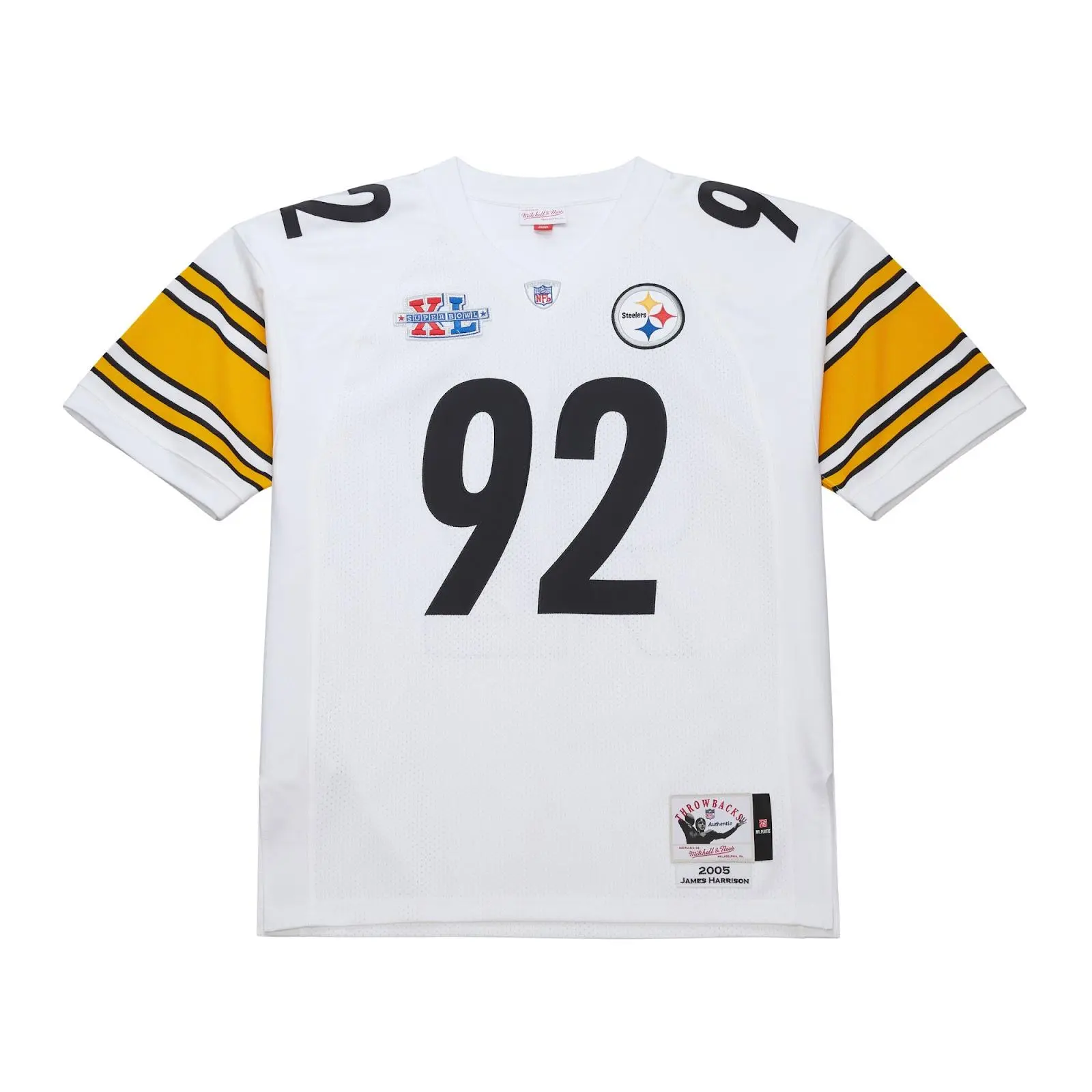 James Harrison Pittsburgh Steelers 2005 White Authentic Jersey NFL Throwback Mitchell & Ness