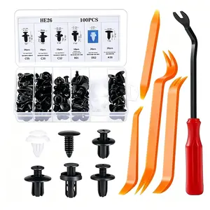 He26 100pcs Universal Expansion Screw Clips Set, Automotive Vehicle Mudguard Leaf Plates, Door Panel Clips, Car Clips Kit, Car Accessories, Model Xinghao