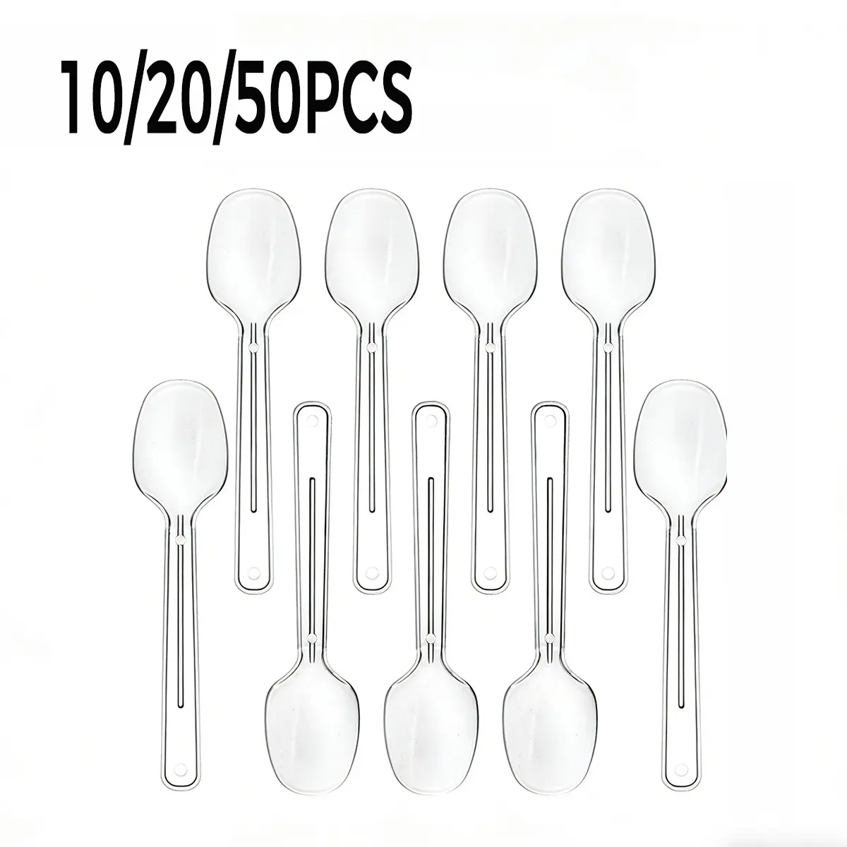 10/20/50 Disposable Plastic Dessert Spoons, Ideal for Home, Commercial, Parties, Picnics, Ice Cream, Pudding, Appetizers, Cold Drinks, Festive Events