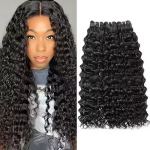 Water Wave Bundles 30inches Human Hair Brazilian Virgin Human Hair 1/3/4 Bundles Double Weft Remy Human Hair for Sew in and Quick Weave