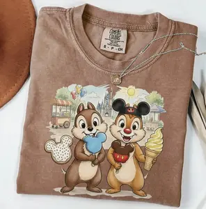 Comfort Colors Funny Chip And Dale Snack Shirt, Park Ice Cream Shirt, Chip Dale Double Trouble Tee, Magic Kingdom Family