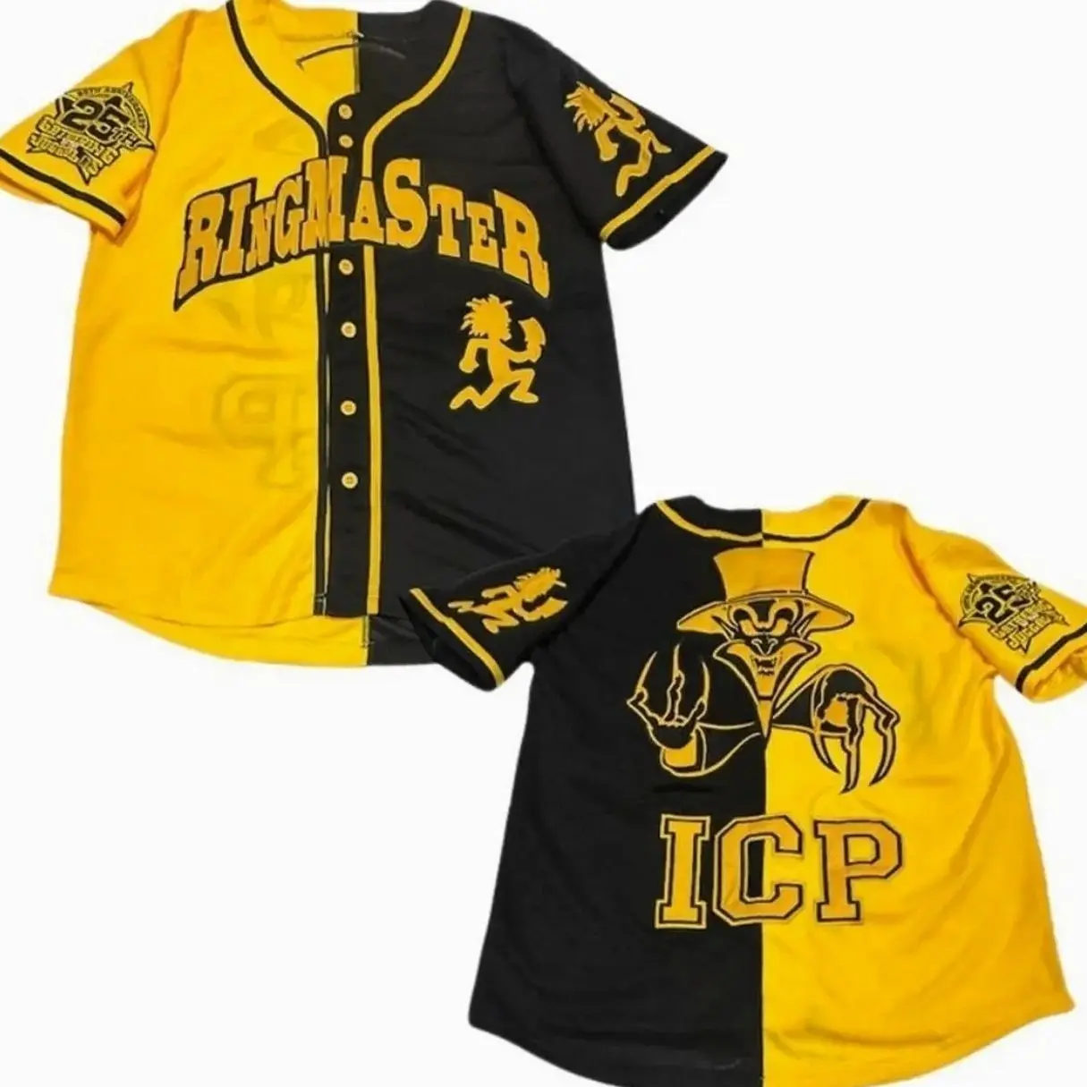 ICP Split Colors Ringmaster Baseball Jersey - 100% Polyester, V-neck, Breathable, Soft, Lightweight, Stretchable, Sizes S to 5XL
