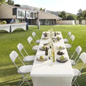 VINGLI 4/6/10 Pack White/black Plastic Folding Chair, Indoor Outdoor Portable Stackable Commercial Seat with Steel Frame 350lb. Capacity for Events Office Wedding Party Picnic Kitchen Dining