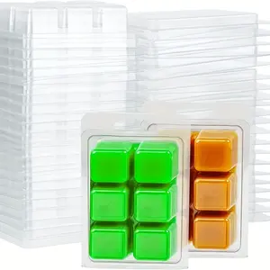 100 Pieces Square Transparent Plastic Wax Melting Containers, with 6 Compartments, Perfect for DIY Candle Making and Wax Melting - Transparent Craft Supplies, DIY Wax Making | Compartmental storage | Durable container