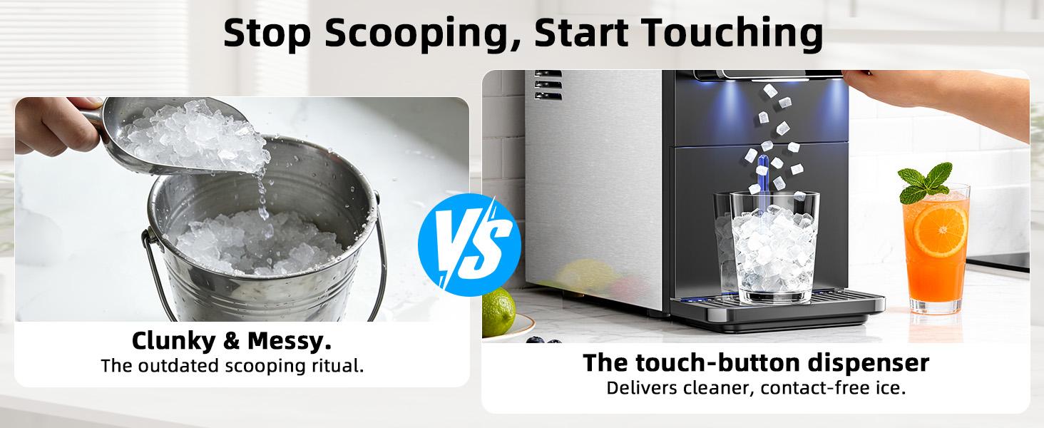 Antarctic Star Countertop Nugget Ice Maker, Self-Cleaning Portable Ice Machine, 33 lb/24H, 1.8L Water Tank, 1.5 lb Ice Storage, Touch Screen & Auto Ice Drop, for Home/Office/Kitchen