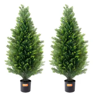 VEVOR Artificial Topiary Cedar Trees, 48 inch 2 Set Faux Pine Shrubs Plants, Fake Silk Tree Look Real, Easy Assembly for Decor Front Porch Outdoor Patio Garden Balcony Backyard Indoor OfficeVEVOR Super Brand Day