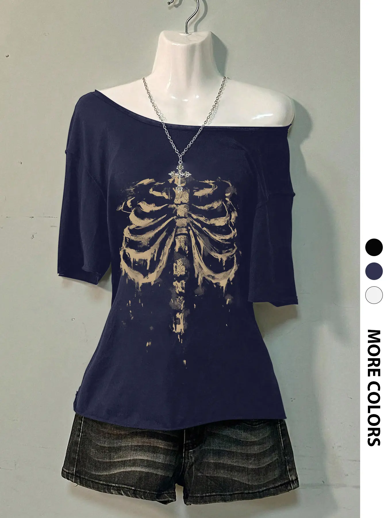 Women's Summer Y2K Short Sleeve Asymmetrical Shoulder Top, Casual Comfortable Loose Fit Graphic Print Tee, Essential Wardrobe Must-Have Womenswear, Casual Comfy Shirt