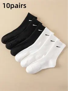 10 Pairs Unisex Comfortable Breathable Sports Socks, Suitable for All Seasons Daily Outdoor Wear, Men and Women Casual Socks