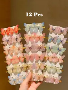 Random Color Butterfly Design Hair Clips, Cute Hair Accessories for Women & Girls, Elegant All-match Fashion Accessories for Daily Wear, Dragonfly Clip
