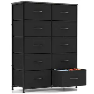 Crafted Comforts Dresser with 10 Drawers, Fabric Storage Tower for Bedroom, Closet, and Entryway