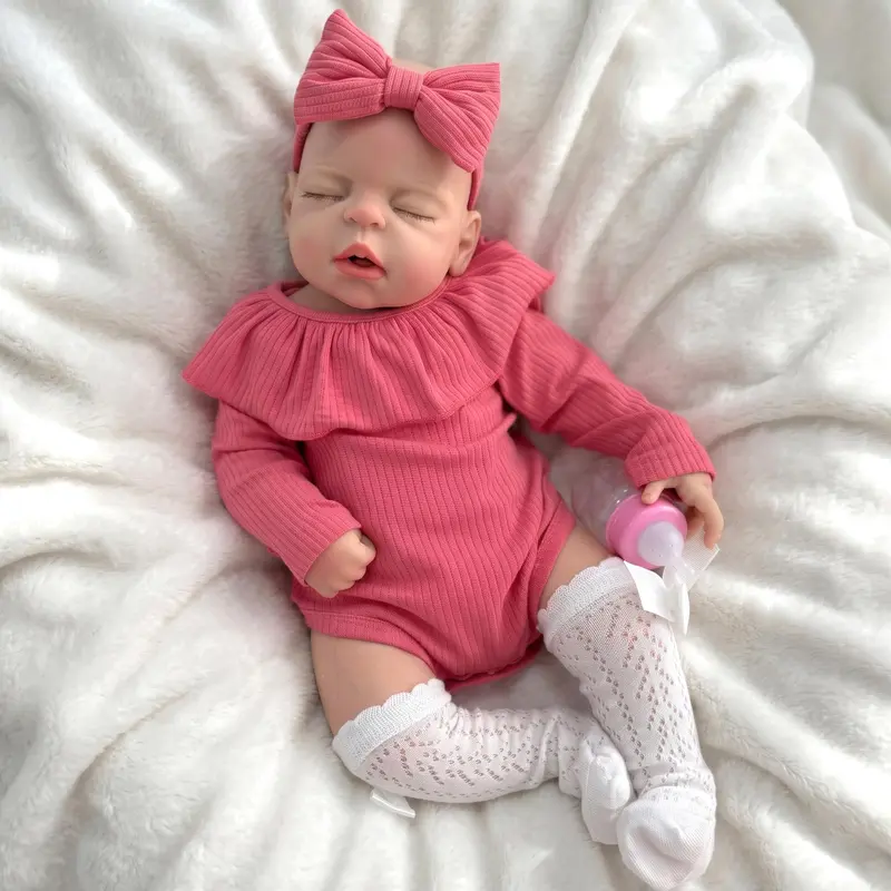 BPA-Free 22-Inch Full Body Silicone Soft Doll - 11.3lb Lifelike Reborn Baby Doll with Realistic Veins, Drink/Wet System, Bottle, 3+ Kids' Toy, Christmas/Birthday Collecting Gift
