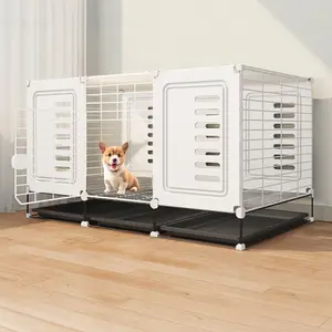 Dog Cage for Small Medium Dogs with Toilet Separation, Indoor Thickened Villa for Bichon Pomeranian Teddy Corgi, Home Cat Cage
