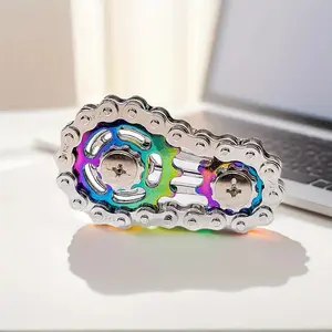 🔥1 Bike Chain Fidget Spinner: Quiet CNC-machined stainless steel gear desktop toy for adults & kids. Steampunk decor, stress relief & focus helper, perfect for parties, birthdays, holidays, school and office use, also a collectible mechanical art piece.
