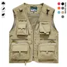 Men's Fitted Beige Woven Polyester Cargo Vest-Gilet, Menswear Casual Basics, Lightweight All-Seasons Sleeveless Plain, Deep Pockets, Zippered Panels, Zip-Secure Gear, Machine Washable for Light Outdoor Workwear & Hiking