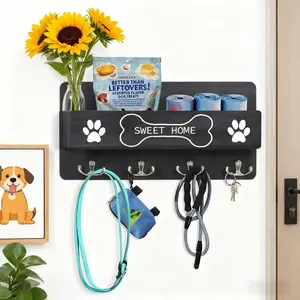 1pc IDUK Wooden Wall-Mounted Key Hook with Paw Print Design - Dual-Purpose Decorative Hanging for Keys & Pets, Contemporary Style, Ideal for Living Room & Christmas Home, Decor, Key Holder For Wall, Petthemed Decor
