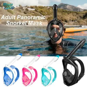 Full Face Snorkel Mask for Adults & Youth - 180° Panoramic View, Latest Dry Top Breathing System, Foldable Diving Mask with Camera Mount, Anti-Leak & Anti-Fog Design Snorkeling Gear