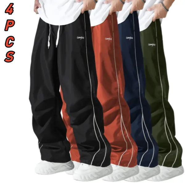 Men’s Summer New Four Pack Casual Jogger Pants, American High Street Retro Style, Suitable for Daily Wear, Versatile and Easy to Match comfortable breathable casual wear Loose Fit Drawstring Sweatpants Embroidered Colorblock fathersdaygift Sports Jogging