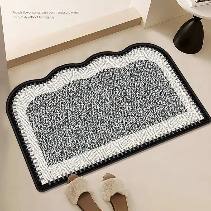 High-End Patchwork Hemp-Like Bathroom Mat, Durable Anti-Slip Quick-Dry, Fashionable and Easy to Clean, Multi-Purpose for Shower, Sink, Toilet Area, Non Slip Shower Mats