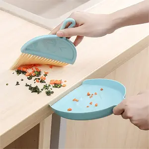3PCS Mini Broom and Dustpan Set for Home, Car, Kitchen, Table - Durable Plastic Bristles, Handheld, Hangable, Blue Pink Green