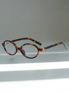 Women's Small Frame Oval Designer Fashion Glasses, Casual Stripes PC Material, Leopard and Tortoiseshell Print, All Seasons