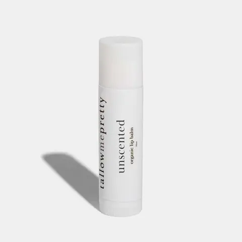 Unscented Tallow Lip Balm - Nourishing Formula with Lavender & Marshmallow Root for Dry Lips - Ultra Soothing & Hydrating - No Added Fragrance
