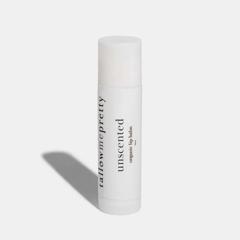 Unscented Tallow Lip Balm - Nourishing Formula with Lavender & Marshmallow Root for Dry Lips - Ultra Soothing & Hydrating - No Added Fragrance