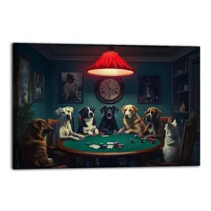 Funny Dogs Playing Poker Wall Decor Art, Waterproof Canvas Poster, Artistic Poster for Bathroom, Bedroom, Kitchen and Living Room, and A Perfect Gift for Home