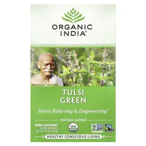 Organic India Tulsi Green Tea, 18 Infusion Bags, 1.21 oz (34.2 g)