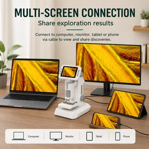 Kids Digital Microscope, 4-in-1 Science Exploration Tool with 4.0-Inch HD Color Screen, 100X-1600X Adjustable Magnification, Photo & Video, 3-Level LED Light, Detachable Handheld Microscope Toy Gift for Kids 8+ outdoorfun