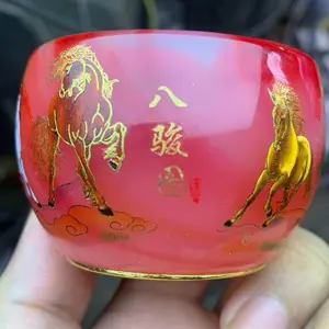 Handmade red glazed tea cup by master craftsman
