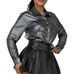 Metallic Muse Collection - Button Up Metallic Tops in Shiny Finish for Stylish Outfits