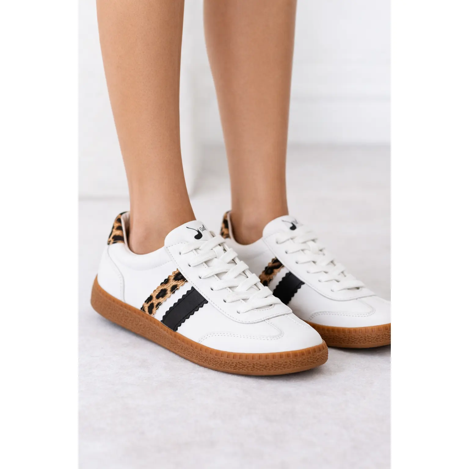 Corkys Heads Up White Leopard Combo Sneaker