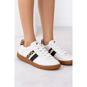 Corkys Heads Up White Leopard Combo Sneaker