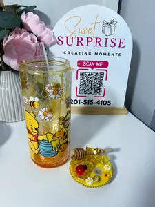 Honey Drip Glass Snow Globe Tumbler – Handmade Bee Inspired Cup