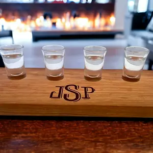 Modern Monogram Personalized 4 Shot Serving Board