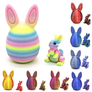 3D Printed Easter Bunny Eggs, 3D Printed Cute Rabbits, Mini Dragon Egg Set, Perfect Easter Essentials, Stress-Relief Toy, Bunny Ear Design
