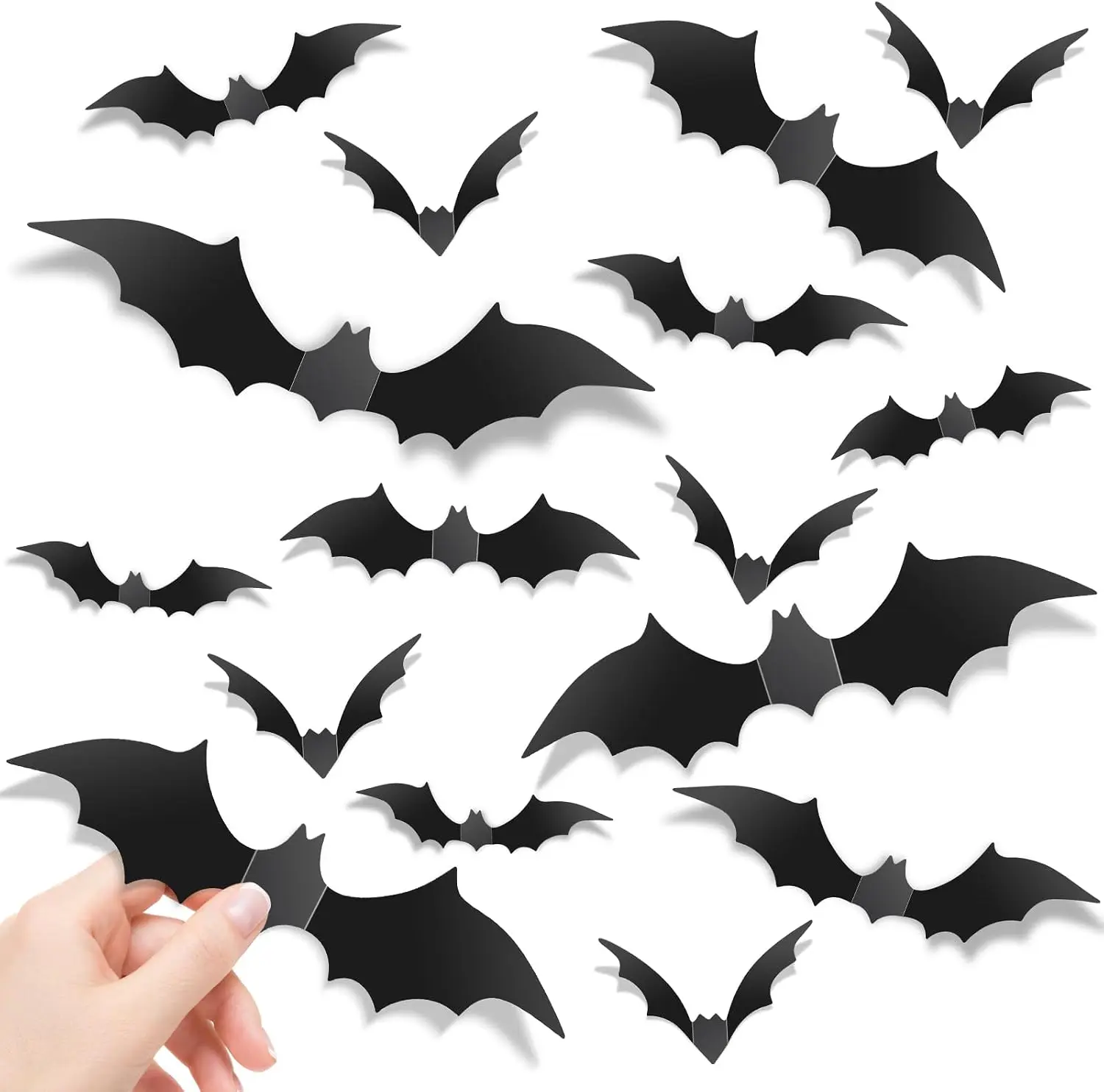 140Pcs Halloween Bat Decorations, 3D Bat Wall Stickers for Halloween Party Decor, Realistic Scary Bats in 5 Sizes, Removable PVC Bat Decals for Indoor Outdoor Home, Bedroom, Door, Window, Office