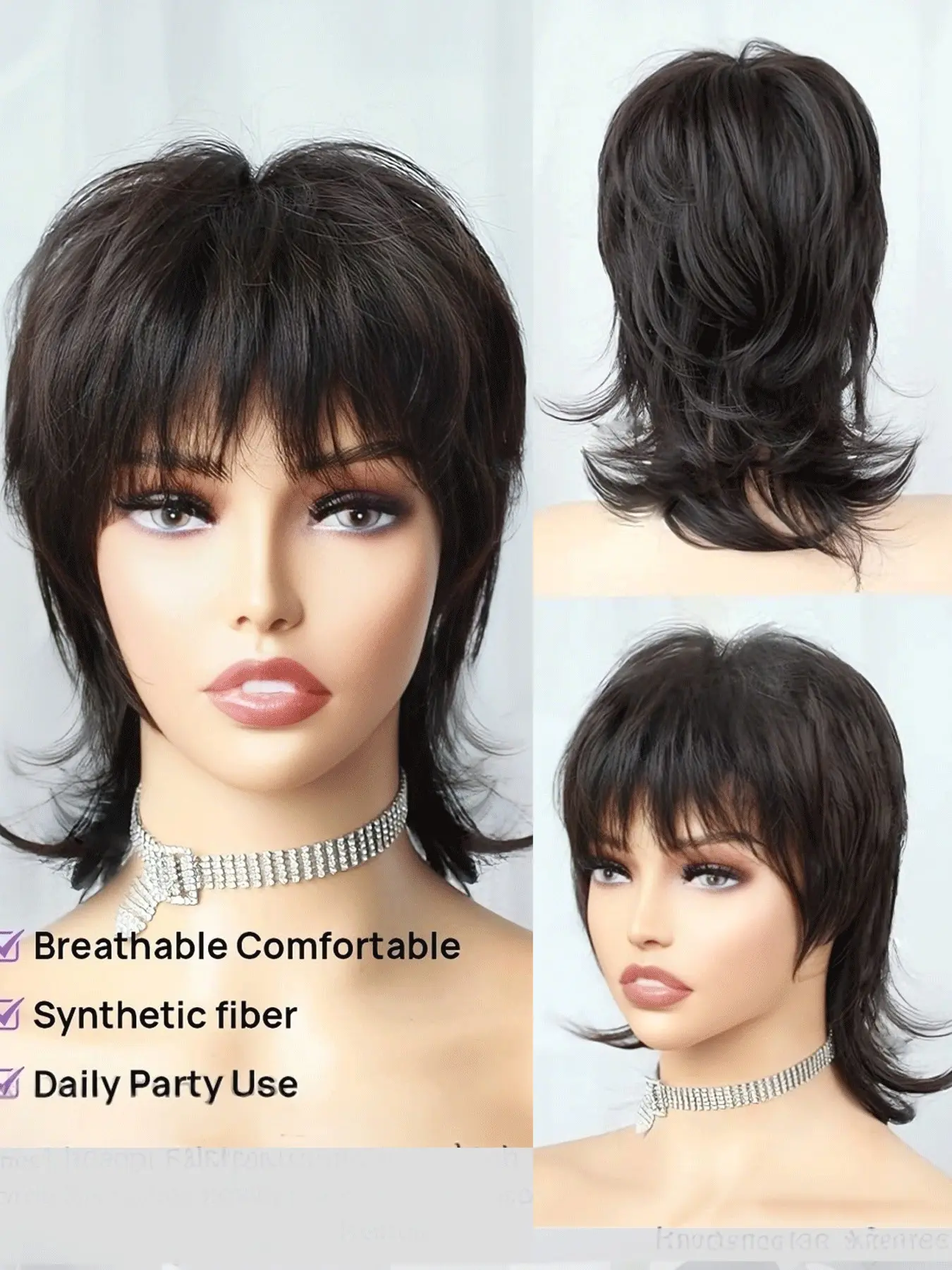 2026 Natural Black Short Brown Wigs Shaggy Layered 80s 