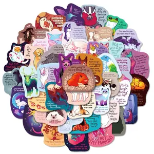 50 Pack of Inspirational Animal Stickers - Waterproof, Removable and Fade Resistant- No Duplicates - Motivational, Encouraging, Uplifting, Heartfelt